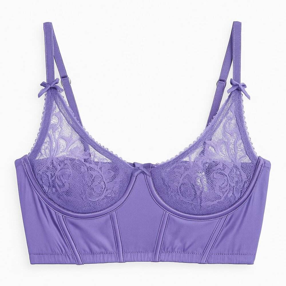 Secret Midnight Lavender Lace Balconette Bra | Size S